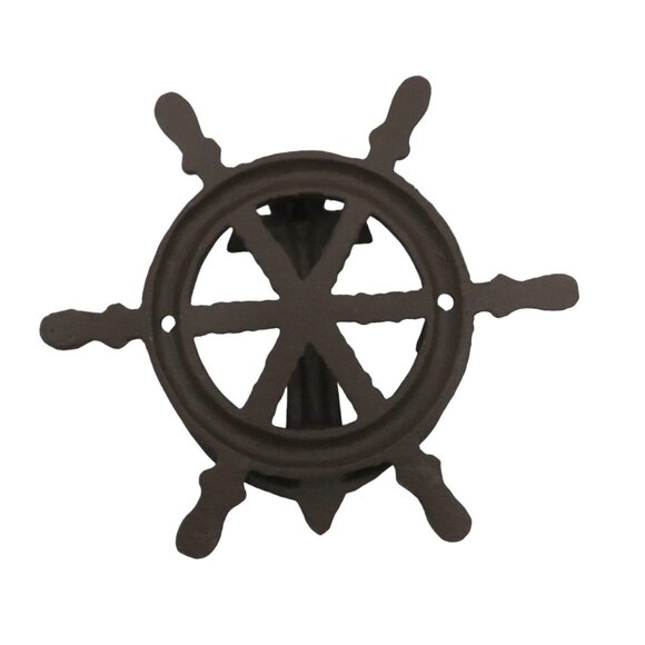 DOOR KNOCKER Rustic Cast Iron Nautical Ship Wheel and Anchor Vintage - Picture 6 of 9